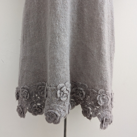 Angora Mohair Manoush crochet floral applique sweater dress Sz M - Picture 4 of 12